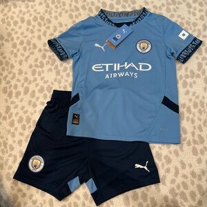 Special Edition Print Kid’s Haaland #9 Manchester City Soccer Jersey Set